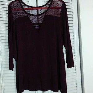 Lane Bryant women's quarter length sleeve top. The color is a deep plum